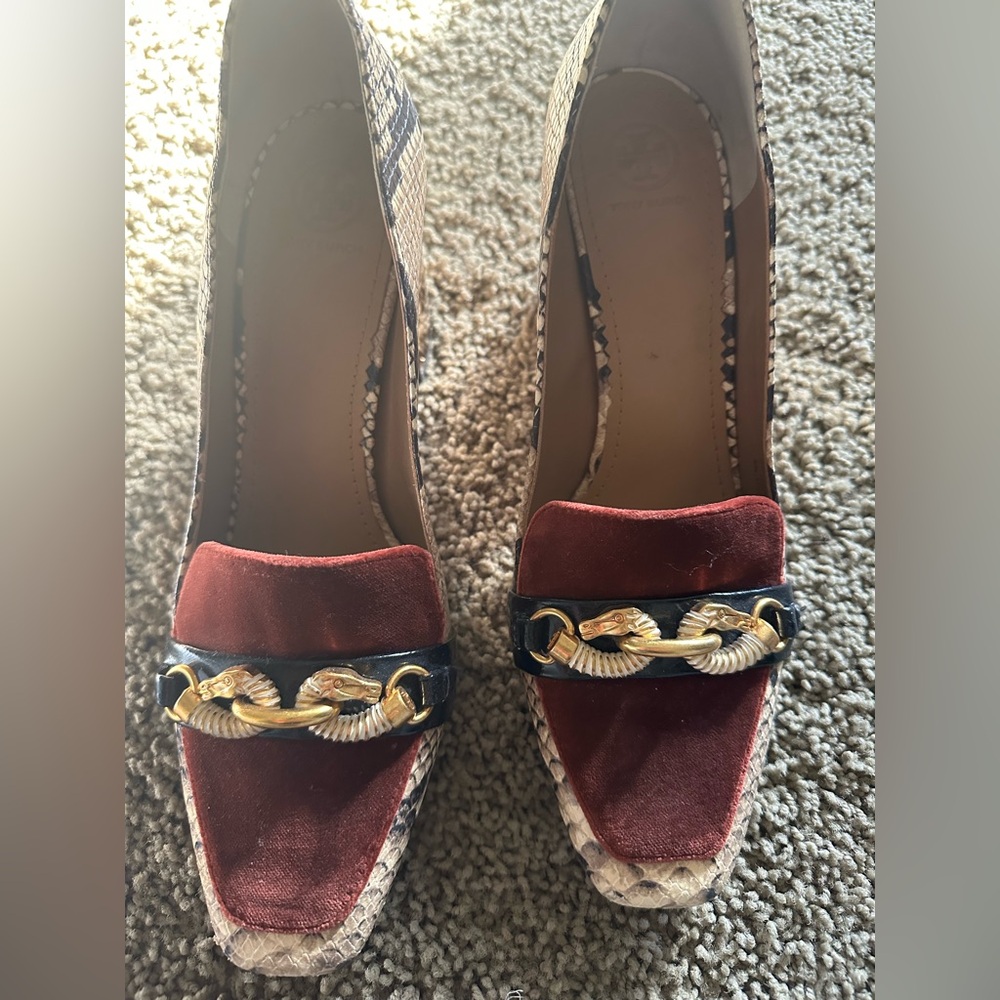 Tory Burch Gold Heel Loafers